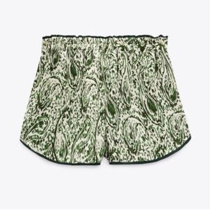 Zara Green Athletic Shorts with Elastic Waistband